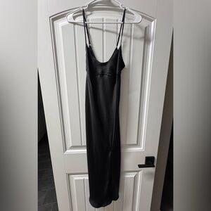 Free People Elegant Black Silk Dress with Slit